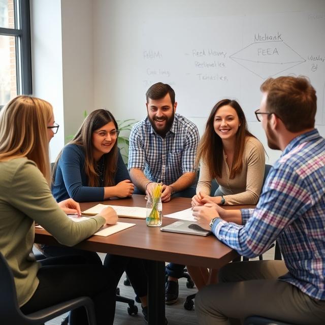 A team in a casual meeting or brainstorming session

