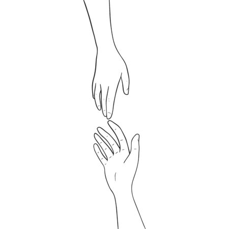 two hands reaching each other